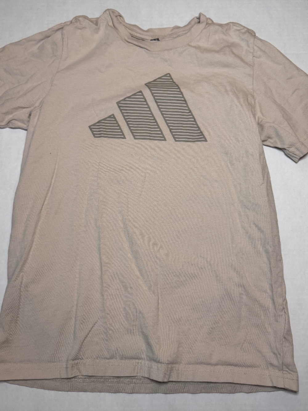Boys Adidas Medium Cream Tan Tee Crew Neck Short Sleeve T-Shirt